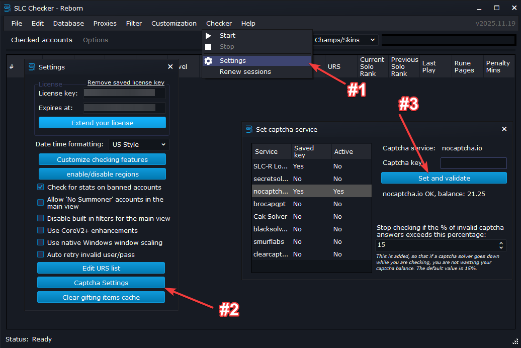 Captcha solver settings